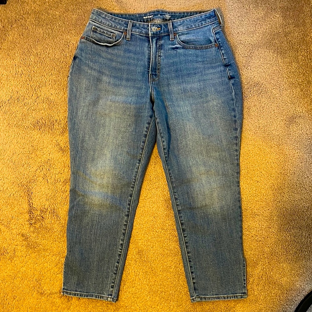 Old Navy Curvy High-Waisted O.G. Straight Side-Split Jeans, Size 14 Petite